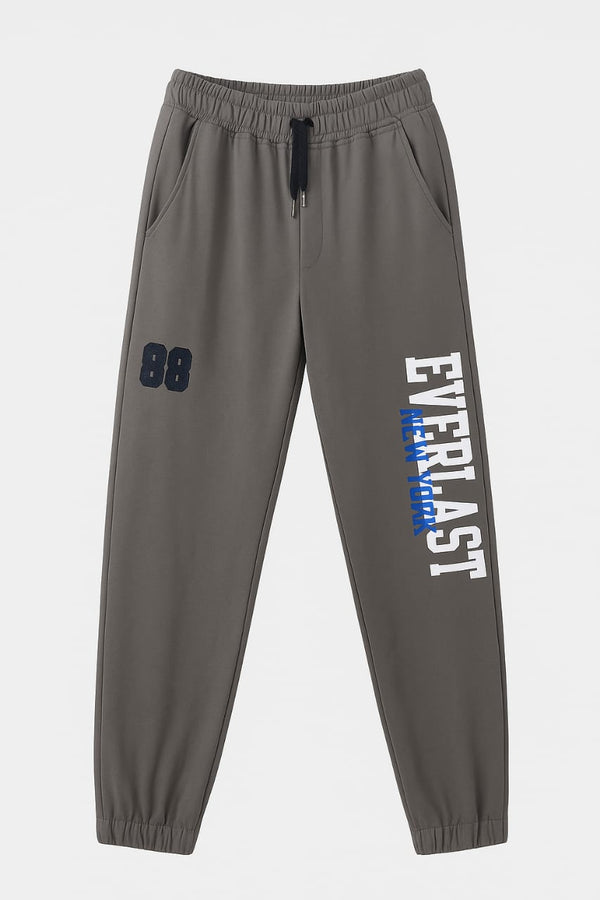 Men's Athletic Joggers - Everlast New York Print | Charcoal Gray