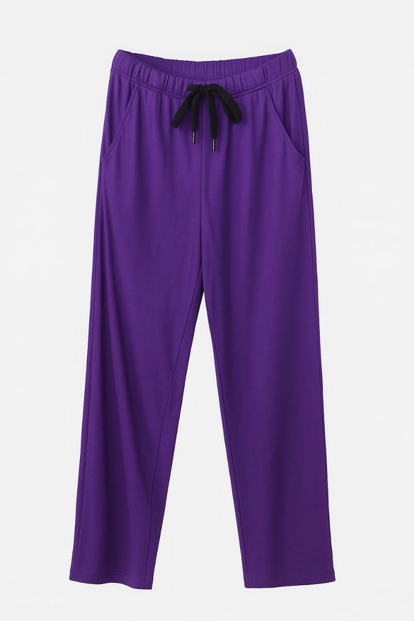 Purple Baggy Trousers – Relaxed Fit with Drawstring Waist